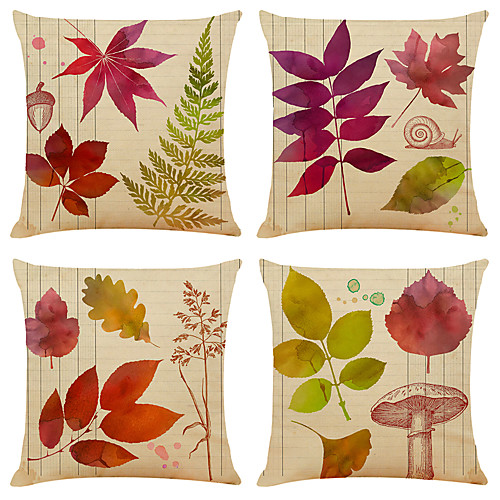 

Cushion Cover 4PCS Linen Soft Decorative Square Throw Pillow Cover Cushion Case Pillowcase for Sofa Bedroom 45 x 45 cm (18 x 18 Inch) Superior Quality Machine Washable