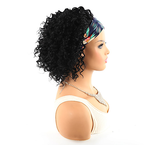 

foreign trade deep curly real hair hair lead headgear african short wig headscarf headgear black small curly headgear 10 inches