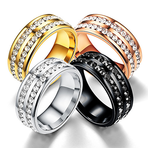 

titanium steel point full diamond double row circle ring diamond ring new popular stainless steel ring