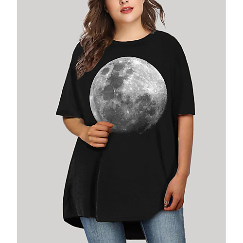 

Women's Plus Size Dresses T Shirt Dress Tee Dress Short Mini Dress Half Sleeve Print Graphic Print Basic Fall Black XL XXL 3XL 4XL 5XL / Holiday