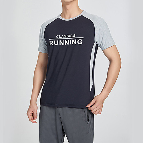 

Men's Tee / T-shirt Color Block Crew Neck Spandex Color Block Letter & Number Sport Athleisure T Shirt Top Short Sleeves Quick Dry Breathable Soft Comfortable Everyday Use Casual Daily Outdoor