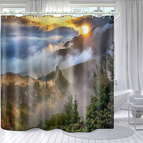 

Great Wall Digital Printing Shower Curtain Shower Curtains Hooks Modern Polyester New Design