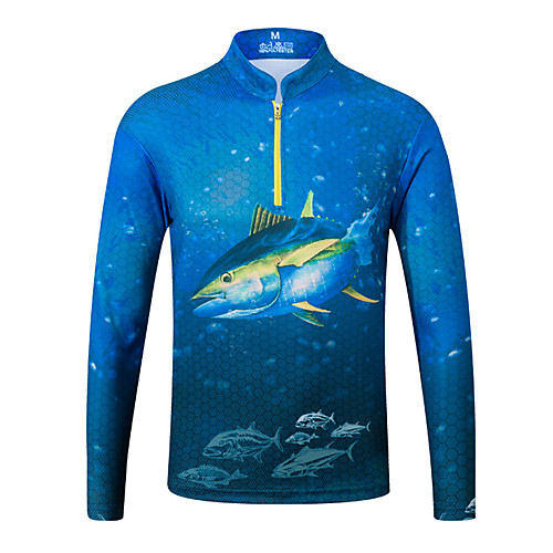 

Men's Fishing Shirt Outdoor Quick Dry Lightweight Breathable Sweat-Wicking Top Autumn / Fall Spring Fishing Camping & Hiking Cycling / Bike Dark Grey Dark Blue / Long Sleeve / Stretchy