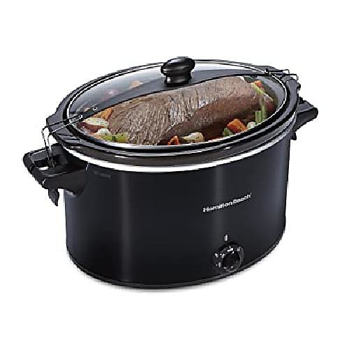 

hamilton beach slow cooker, extra large 10 quarter, stay or go portable with lid lock, dishwasher safe clay pot, black (133195)