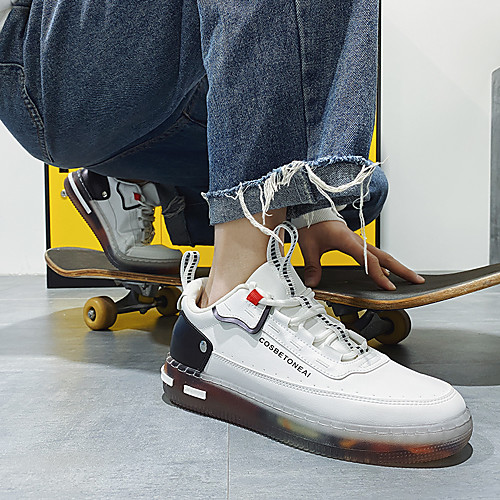 

Men's Sneakers Casual Daily Walking Shoes PU Breathable Non-slipping Wear Proof White Spring