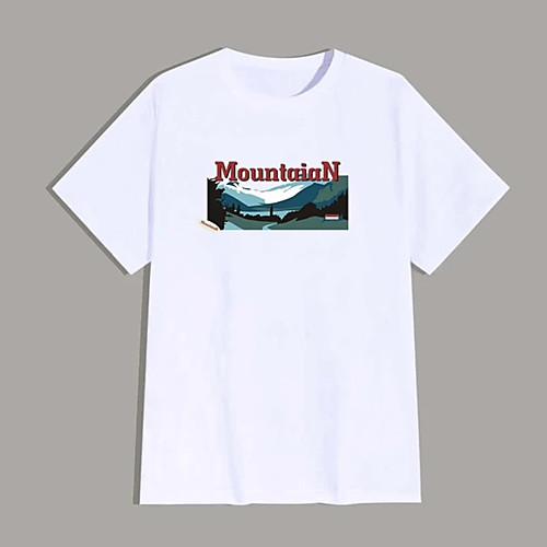 

Men's Tee T shirt Hot Stamping Graphic Prints Letter Print Short Sleeve Casual Tops 100% Cotton Basic Designer Big and Tall White