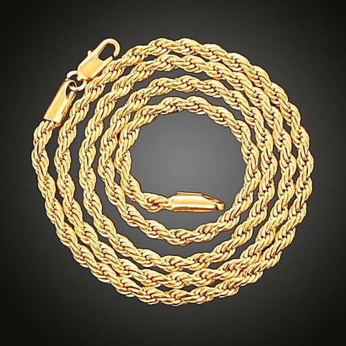 

3mm set chain necklace bracelet 3mm 18k gold necklace bracelet set
