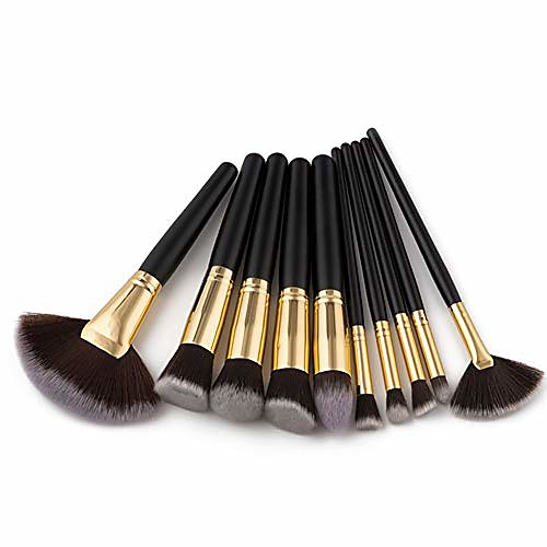 

makeup brushes set 10pcs multi function brush oblique eyebrow face powder concealer eye shadow brush ladies women cosmetic brush (black)