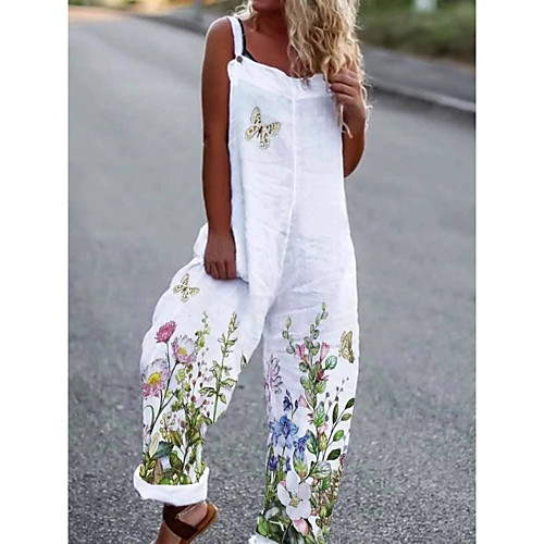 

european and american foreign trade loose printing summer women's jumpsuit