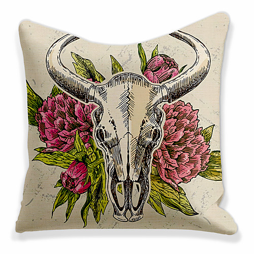 

Double Side 1 Pc Cushion Cover Print 45x45cm Linen for Sofa Bedroom Animal Yak