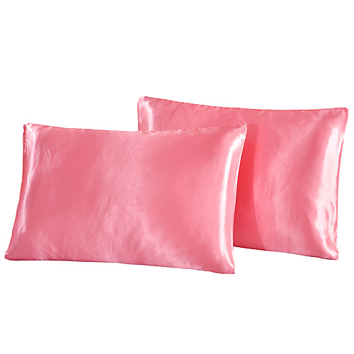 

Pillowcase cover solid color Luxury Silk like Satin without zipper closures extra smooth breathable and has a high strength(2pcs pillowcases)