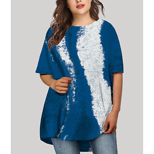 

Women's Plus Size Dresses T Shirt Dress Tee Dress Short Mini Dress Half Sleeve Graphic Print Basic Fall Blue XL XXL 3XL 4XL 5XL / Holiday