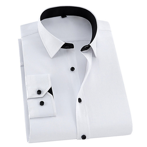 

Men's Shirt Other Prints Solid Colored Long Sleeve Daily Tops Business Basic White Black Blue