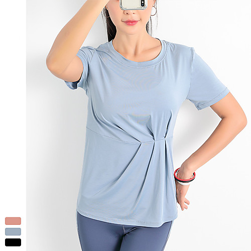 

Women's Tee / T-shirt Crew Neck Spandex Solid Color Sport Athleisure T Shirt Top Short Sleeves Quick Dry Breathable Soft Comfortable Everyday Use Casual Daily Outdoor