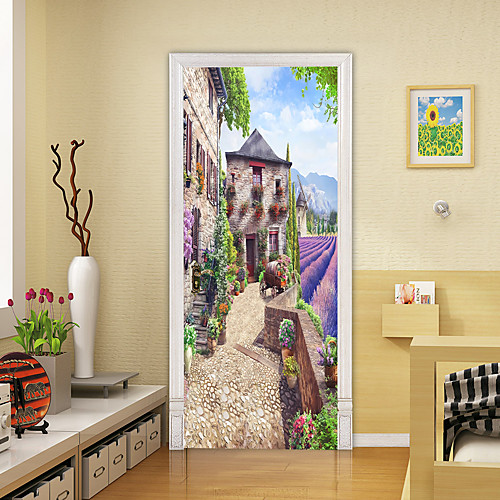 

2pcs Self-adhesive Creative Door Stickers European Country Villa Living Room Diy Decorative Home Waterproof Wall Stickers