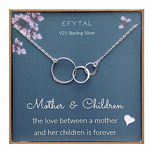 

mom 2 children necklace, sterling silver three 3 interlocking infinity circles, mothers day jewelry gift