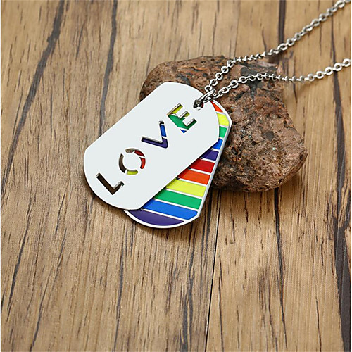 

Couple's Pendant Necklace Classic Fashion Titanium Steel Rainbow 60 cm Necklace Jewelry 1pc For Anniversary Gift Birthday Party Festival