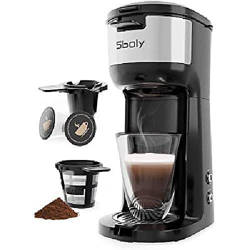 

stand single serve coffee maker for k-cup pod & ground coffee thermal drip card with self-cleaning function, brew strength control