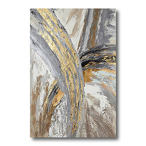 

Stretched Oil Painting Hand Painted Canvas Abstract Comtemporary Modern High Quality Grey Golden Ready to Hang