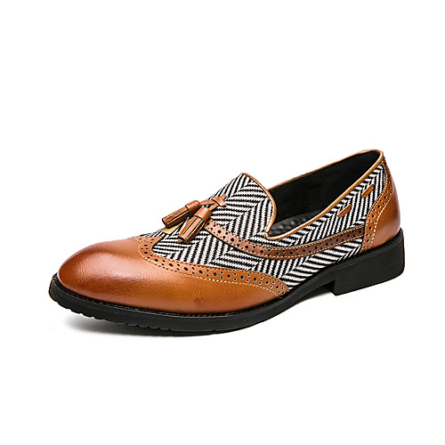 

Men's Loafers & Slip-Ons Business Vintage Classic Daily Office & Career PU Breathable Non-slipping Wear Proof Red Brown Spring Summer