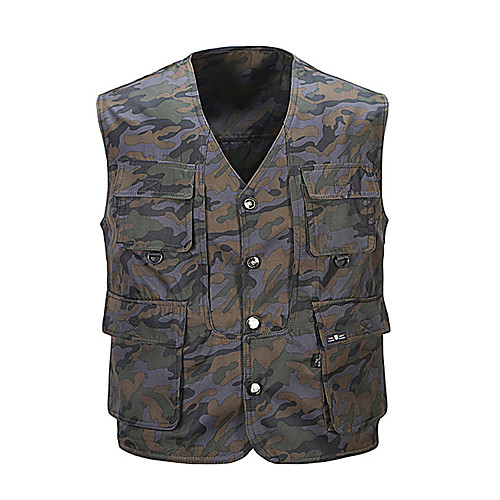 

Men's Hunting Gilet Outdoor Breathable Wearable Comfortable Multi-Pockets Spring Summer Camo Polyester Yellow Grey