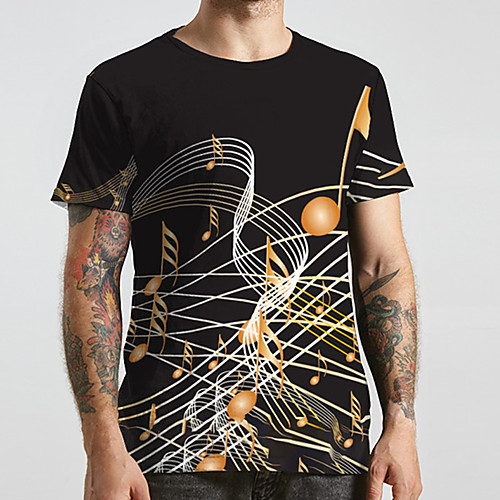 

Men's Unisex Tee T shirt 3D Print Symbol Graphic Prints Plus Size Print Short Sleeve Casual Tops Fashion Designer Big and Tall Black