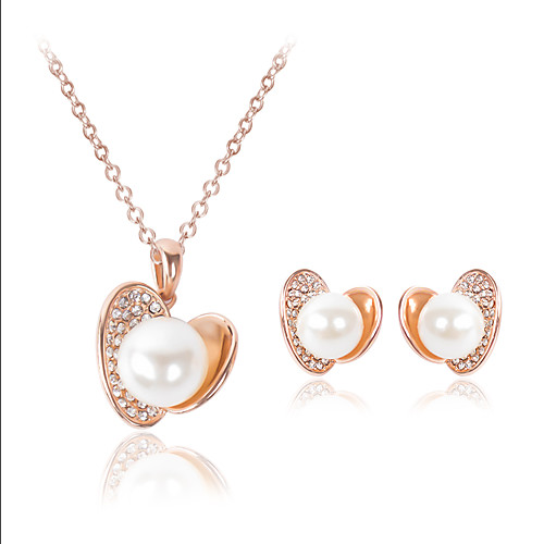 

Women's Jewelry Set Bridal Jewelry Sets 3D Heart Precious Fashion Imitation Pearl Gold Plated Earrings Jewelry Gold For Christmas Wedding Party Evening Gift Formal 1 set