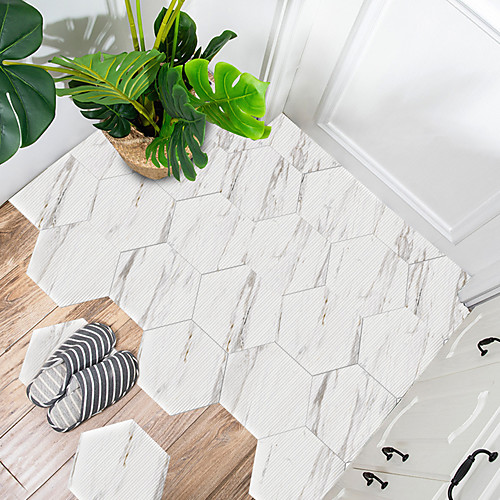 

Creative Marble White Marble Hexagonal Non-slip Floor Pvc Sticker Kitchen Bathroom Floor Waterproof Self-adhesive Diy Removable Wall Sticker
