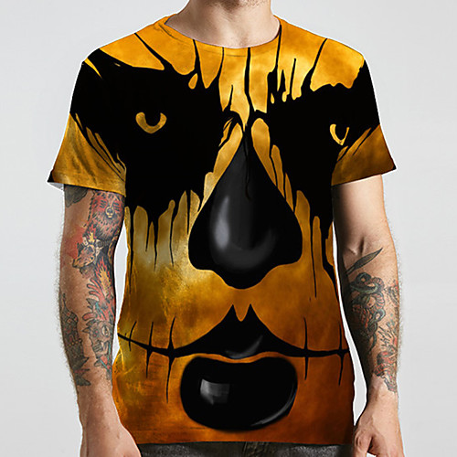 

Men's Unisex Tee T shirt 3D Print Graphic Prints Animal Plus Size Print Short Sleeve Casual Tops Basic Designer Big and Tall Yellow