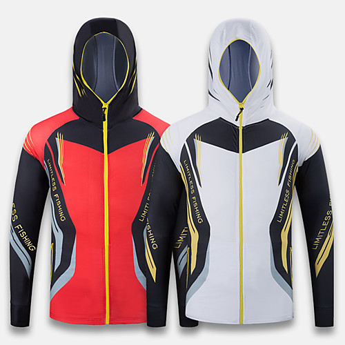 

Men's Hoodie Jacket Skin Coat Outdoor Quick Dry Lightweight Breathable Sweat-Wicking Jacket Spring Summer Fishing Camping & Hiking Cycling / Bike White Red / Ice Silk / Long Sleeve / Stretchy