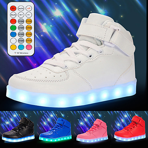 

Boys' Girls' Sneakers LED Shoes USB Charging Luminous Fiber Optic Shoes PU Remote Control Lace up Little Kids(4-7ys) Big Kids(7years ) Daily Walking Shoes LED White Black Red Fall Winter