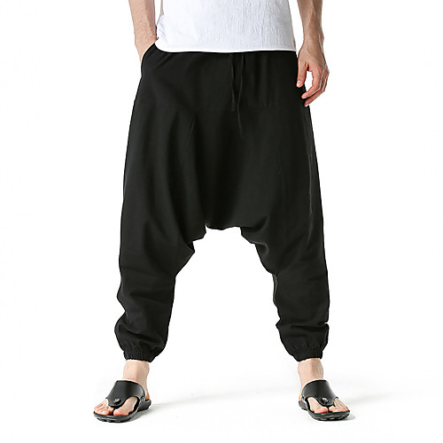 

Men's Chino Boho Outdoor Sports Casual Home Wide Leg Chinos Pants Solid Color Knee Length Black Khaki Navy Blue Gray