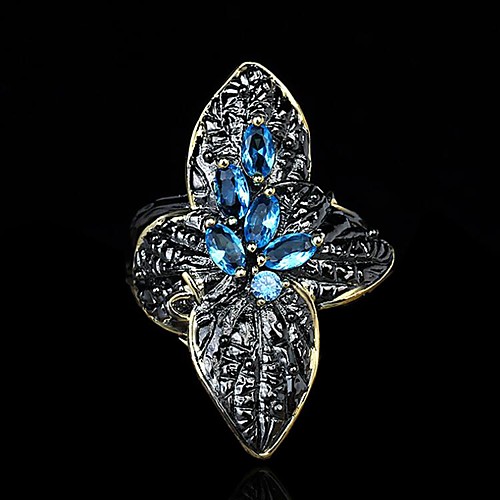 

Ring AAA Cubic Zirconia Two Stone Black Brass Totem Series Flower Artistic Luxury Elegant 1pc 6 7 8 9 10 / Women's