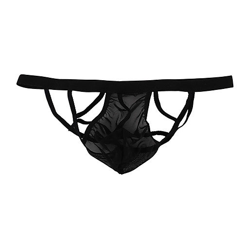 

Men's 1 Piece Hole Briefs Underwear Low Waist Black Purple Red One-Size