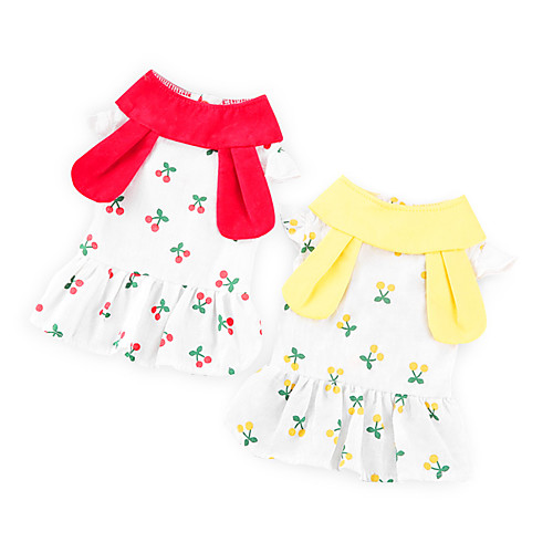 

Dog Cat Dress Flower Rabbit / Bunny Basic Adorable Cute Casual / Daily Dog Clothes Puppy Clothes Dog Outfits Breathable Yellow Red Costume for Girl and Boy Dog Cotton Fabric S M L XL XXL