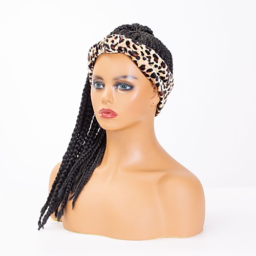 

wig headgear factory amazon fashion leopard print headscarf long braid wig chemical fiber headgear factory stock