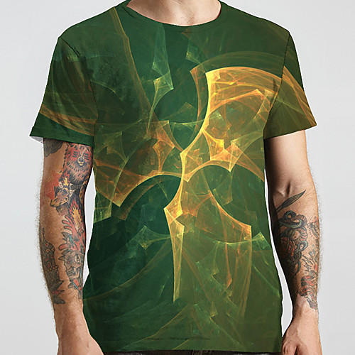 

Men's Unisex Tee T shirt 3D Print Graphic Prints Plus Size Print Short Sleeve Casual Tops Basic Designer Big and Tall Green
