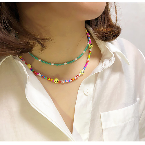 

Women's Choker Necklace Necklace Handmade Laugh Dainty European Boho Resin Alloy Rainbow 21-50 cm Necklace Jewelry 1pc For Party Evening Street Prom Birthday Party Festival