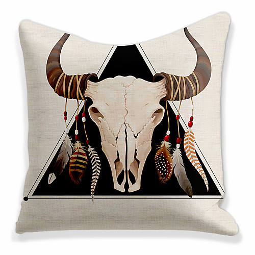 

Double Side 1 Pc Cushion Cover Print 45x45cm Linen for Sofa Bedroom Animal Yak