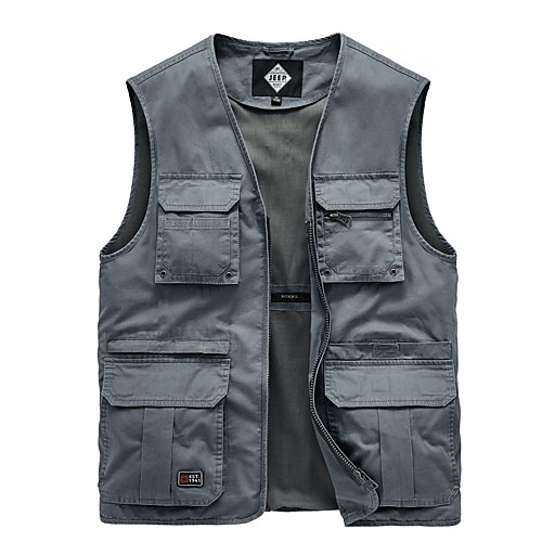 

Men's Hiking Vest / Gilet Fishing Vest Winter Outdoor Lightweight Breathable Wear Resistance Multi Pocket Vest / Gilet Top Single Slider Camping / Hiking Hunting Fishing Black Red Army Green Khaki