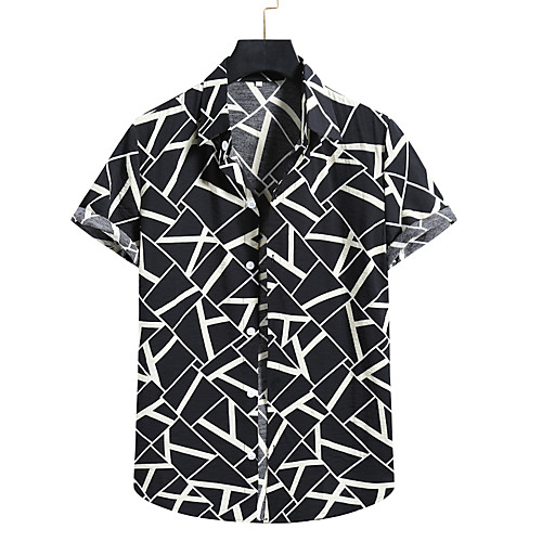 

Men's Shirt Other Prints Striped Print Short Sleeve Casual Tops Hawaiian A