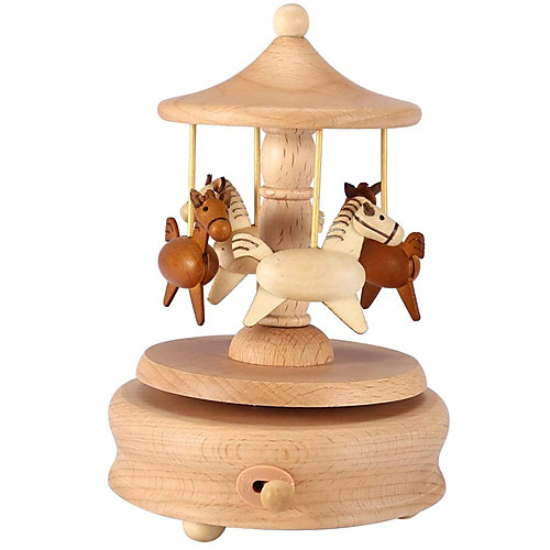 

Music Box Carousel Music Box Merry-Go-Round Horse 1 pcs Gift Home Decor Wooden For Kid's Adults' Boys and Girls