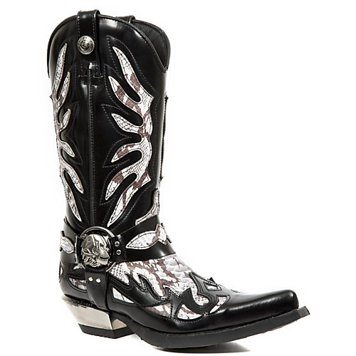 

Men's Boots Outdoor Faux Leather Mid-Calf Boots Black and White Fall Winter