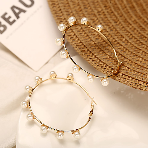 

circle earrings creative retro simple exaggerated pearl earrings