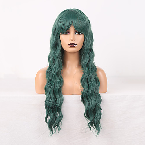 

Cosplay Costume Wig Synthetic Wig Wavy Loose Curl Middle Part Wig 24 inch Green Synthetic Hair Women's Odor Free Fashionable Design Soft Green