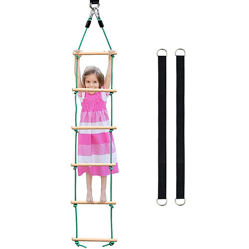 

Wooden Rope Ladder Sports Rope Swing Climbing Playground Hanging Ladder for Swing Set Tree Ladder Toy for ChildrenClimbing Rope Ladder Exercise Equipment