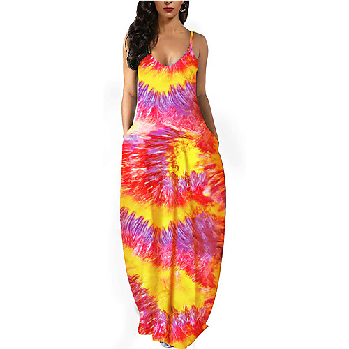 

ebay aliexpress amazon explosive european and american women's tie-dye gradient diagonal strip print v-neck sling dress