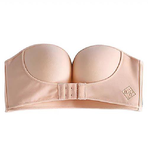 

advanced strapless front buckle lift bra, custom lift invisible anti-slip push up bra (beige,38c)