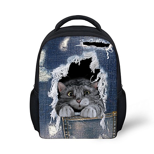 

Unisex Polyester School Bag Commuter Backpack 3D Large Capacity Lightweight Zipper Animal School Backpack White Black Blue