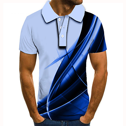 

Men's Golf Shirt Tennis Shirt 3D Print Graphic Prints Linear Button-Down Short Sleeve Street Tops Casual Fashion Cool Gray / Sports